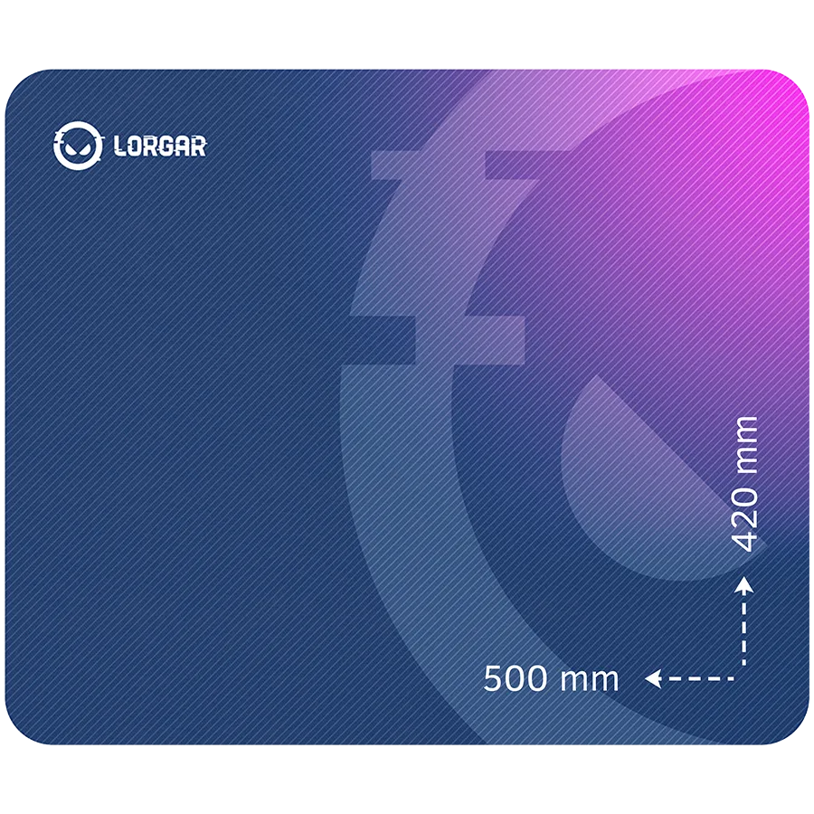 Lorgar Main 135, Gaming mouse pad, High-speed surface, Purple anti-slip rubber base, size: 500mm x 420mm x 3mm, weight 0.41kg