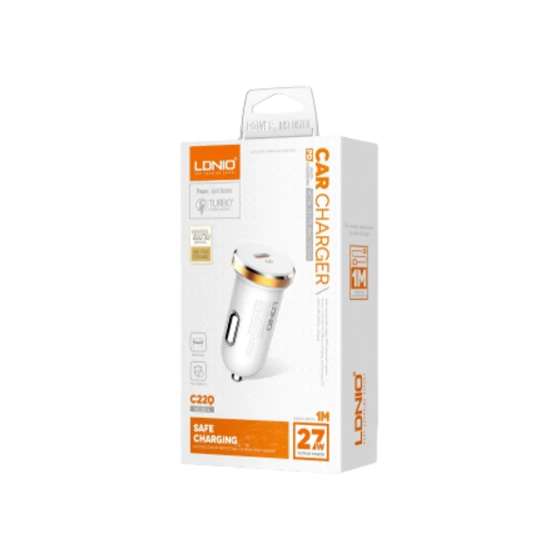 Auto punjac LDNIO C22Q 27W PD Type C + Type iPhone kabal
