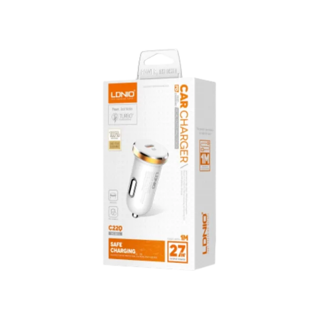 Auto punjac LDNIO C22Q 27W PD Type C + Type iPhone kabal