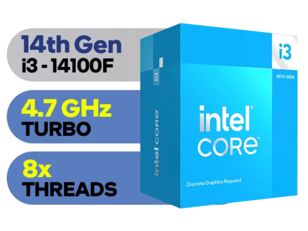 Intel CPU Desktop Core i3-14100F (up to 4.70 GHz, 12M Cache, LGA1700) box