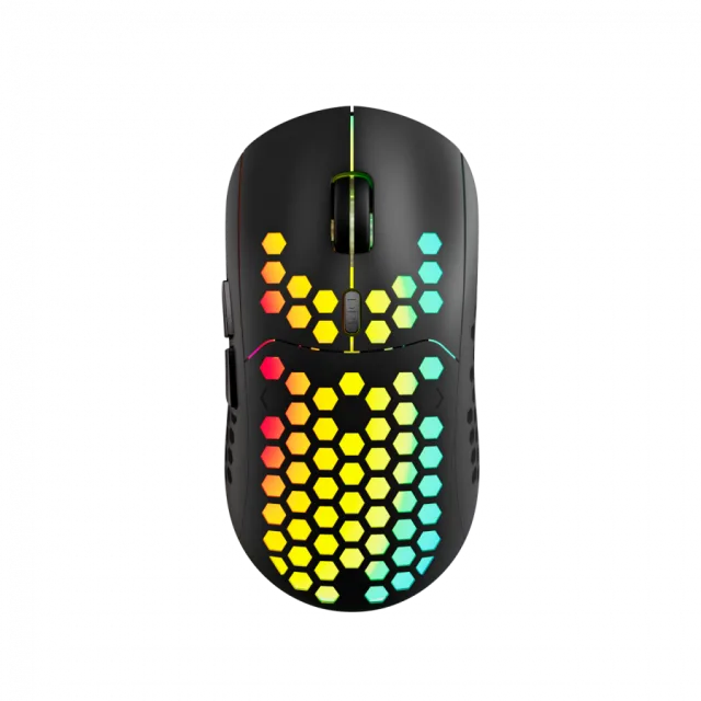 Canyon 7keys Gaming 2.4G wireless mouse, KA8 sensor, DPI up to 1600, rubber coating on panel, Huano 1million switch, 45cm PVC cable, ABS material. 400mAh battery, size: 125.8*63.7*41mm, weight: 95g, B
