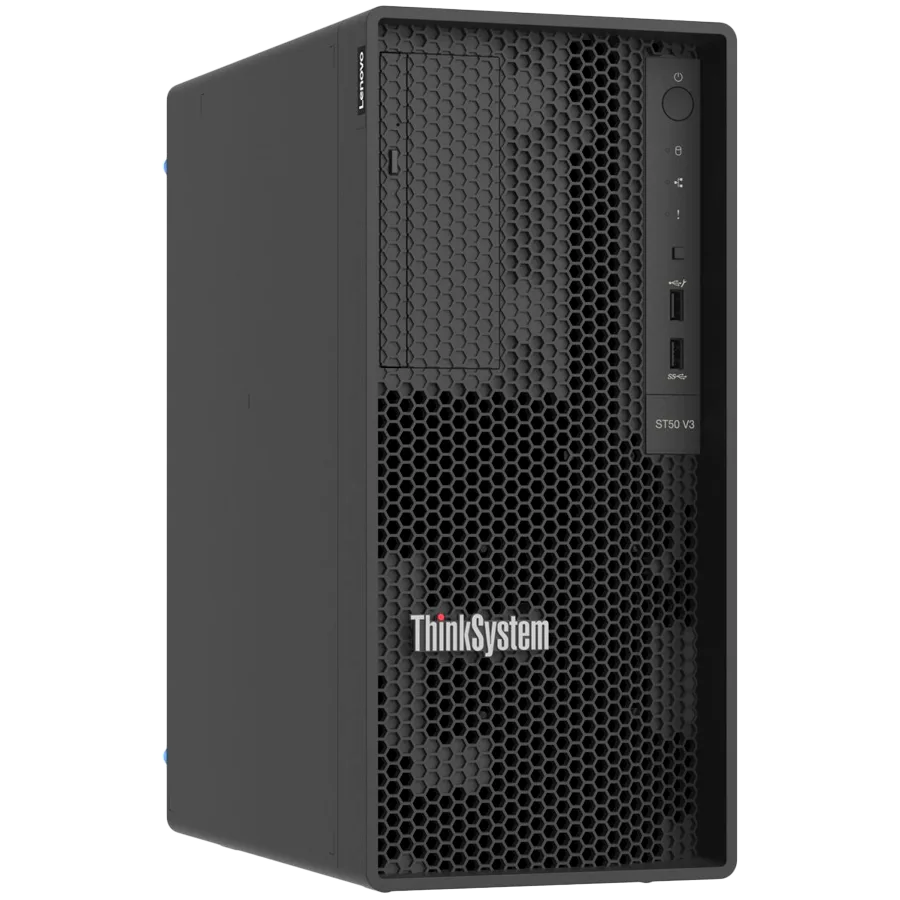 Lenovo ThinkSystem ST50 V3,Intel Xeon 6315P (4C 2.8GHz 55W), 1x16GB TruDDR5 5600MHz (1Rx8) ECC UDIMM,2x3.5 960GB RI SATA 6Gb NHS SSD, SW RD,1x500W Platinum,3yr Warranty