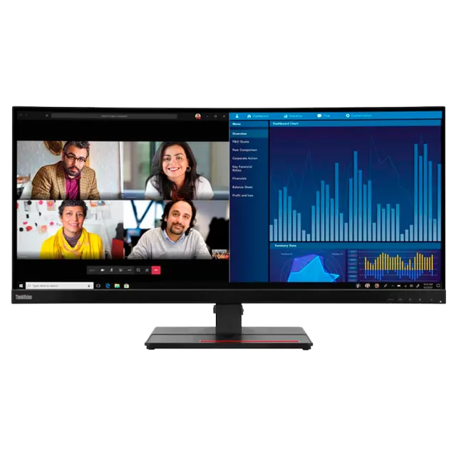 ThinkVision P34w-20, Curved 34.14" IPS, 3440x1440 FHD, Anti-glare, 1000:1, 300 nits, 60Hz, 178 / 178, 21:9, 4/6ms, 3800R, 3Wx2, Tilt, Swivel, Height Adjust Stand, 2x HDMI, 1x DP, 1x DP Out, RJ45, 5x U