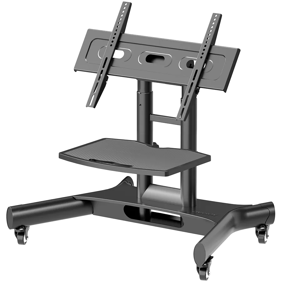 ONKRON Tilting Mobile TV Stand for 32'' – 70 Inch LCD LED OLED TV Screens & Touch Panels Rolling TV Cart on Wheels with Shelf, Black