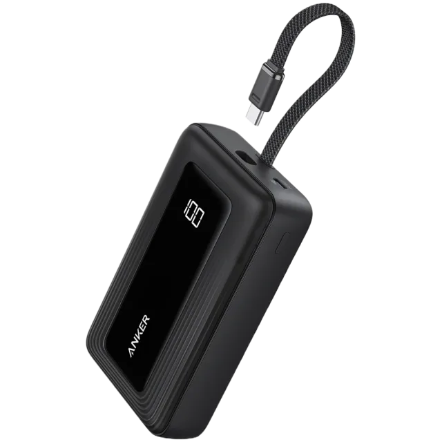 Anker Power Bank (20K, 30W, Built-In USB-C Cable) Black