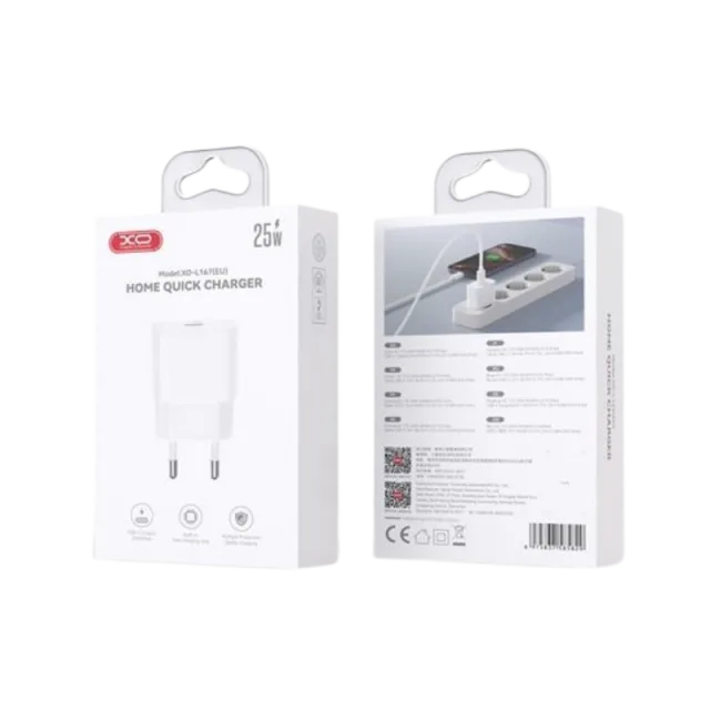 Kucni punjac XO L167 USB-C 25W fast White - glava