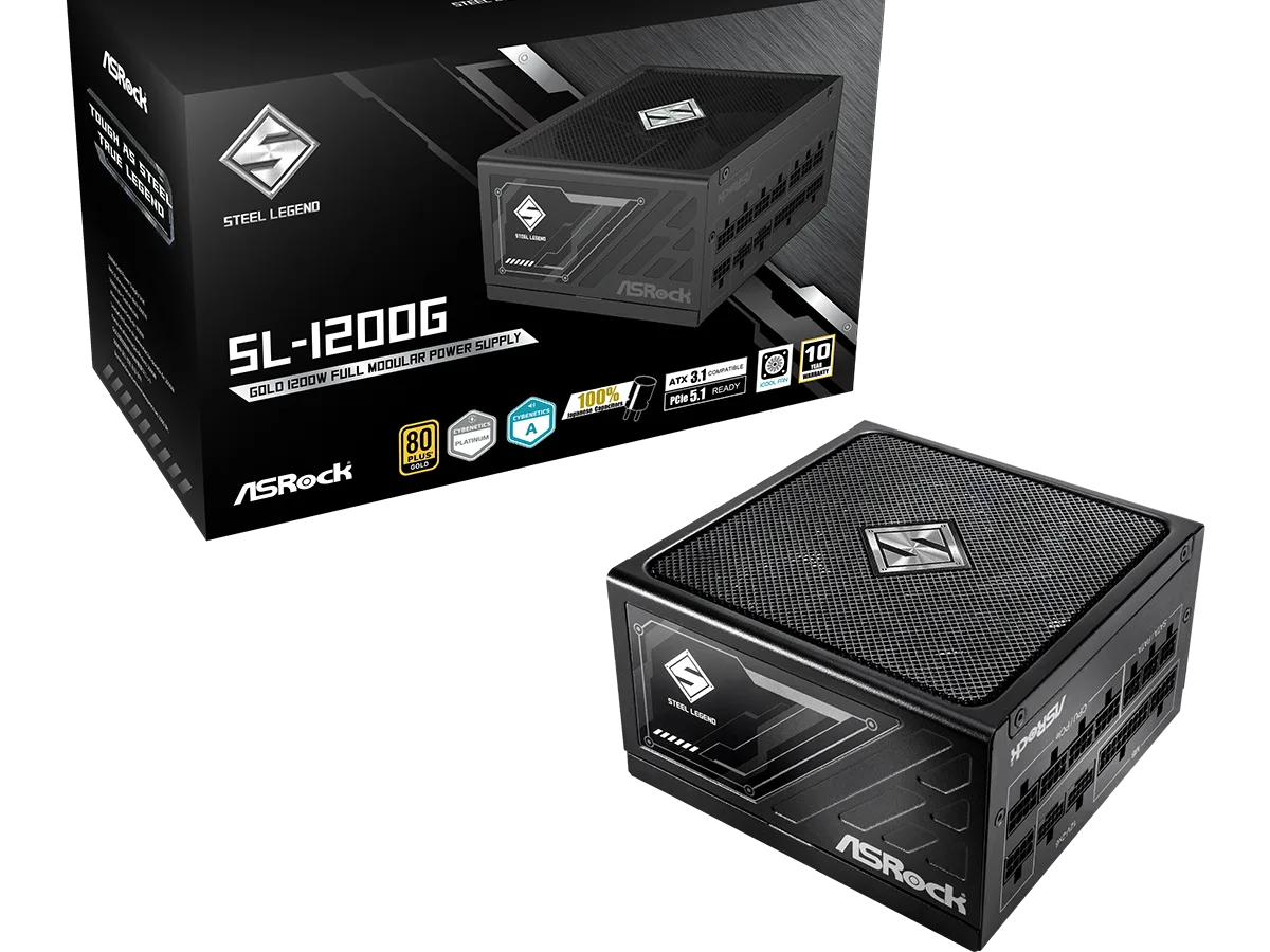 ASROCK PSU 1200W Gold SLFully Modular, 80PLUS135mm fan, ATX 3.1, PCIe 5.1