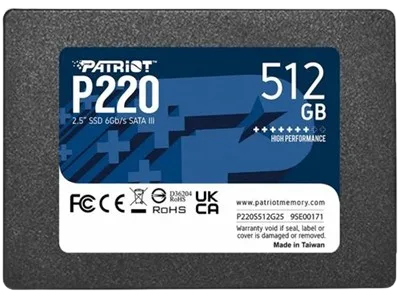 Patriot SSD 512GB 2.5", P220up to R/W: 550/500 MB/s