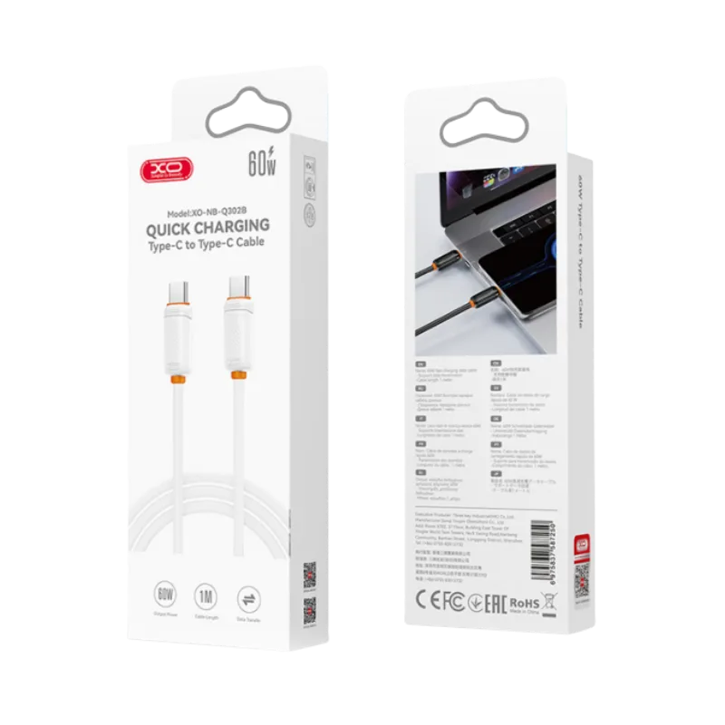 USB kabal XO NBQ302AB Type C - Type C 60W 1m White