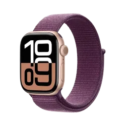Apple Watch Series 10 GPS 46mm Rose Gold Aluminium Case+Plum SportLoop MWWV3