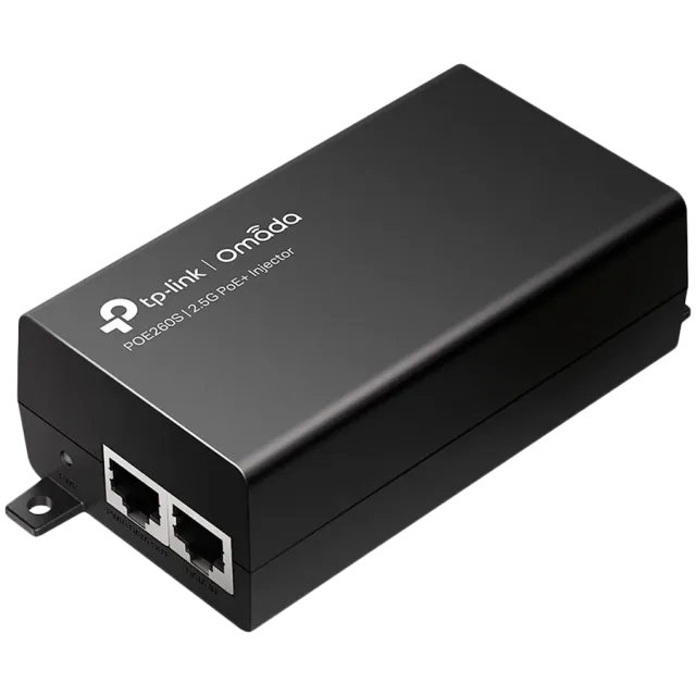 TP-Link PO260s 2.5G PoE+ Injector Adapter, 1x 2.5G PoE Port, 1x 2.5G Non-PoE Port, 802.3at/af Compliant, Data and Power Carried over The Same Cable Up to 100 Meters, Plastic Case, Pocket Size
