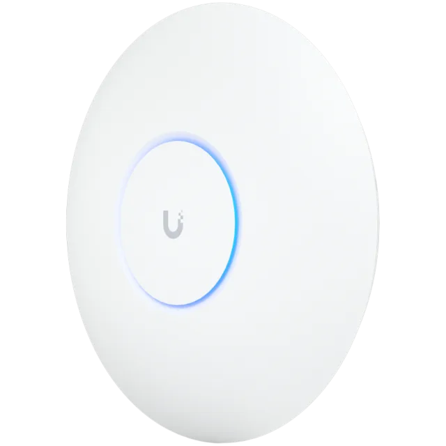 UBIQUITI U6 Pro; WiFi 6; 6 spatial streams; 140 m² (1,500 ft²) coverage; 350+ connected devices; Powered using PoE; GbE uplink.