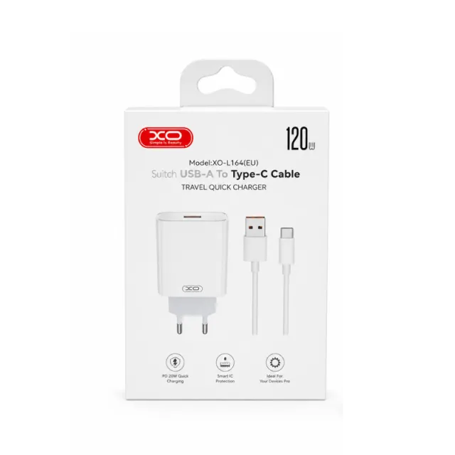 Kucni punjac XO L164 USB 120W fast kabal USB na C