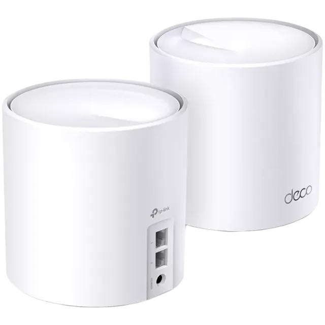 TP-Link Deco X60(2-pack) AX5400 Whole Home Mesh Wi-Fi 6 System, 574 Mbps at 2.4 GHz + 2402 Mbps at 5 GHz,4× Internal Antennas, 2× G Ports (WAN/LAN auto-sensing), Qualcomm 1 GHz Quad-core CPU, 4 Stream