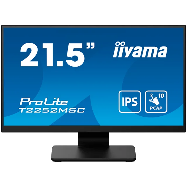 IIYAMA Monitor LED T2252MSC-B2AG 21.5" PCAP 10pt Touchscreen monitor featuring IPS panel technology, Edge-to-Edge glass design and Anti Glare coating HDMI DP USB HUB Tilt 3y