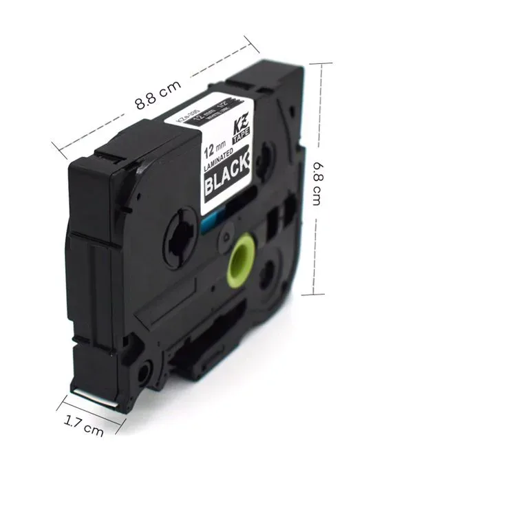POT  TRAKA TZE335 12mm  bijelo na crno