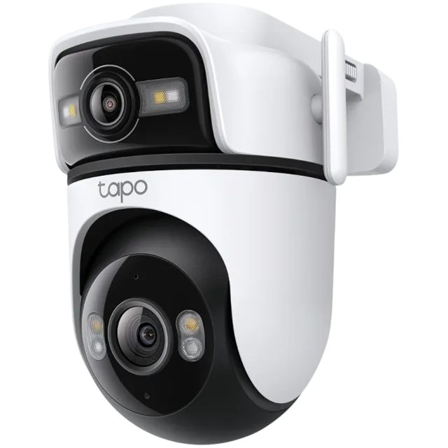 TP-Link Tapo C545D Outdoor Dual Lens Pan/Tilt Security Camera, 2K (2304x1296) and 2K (2304x1296), 2.4 GHz, 2 x External Antennas,1 x Ethernet Port ,Horizontal 360, Dual Lens , Pan/Tilt, Color Night Vi