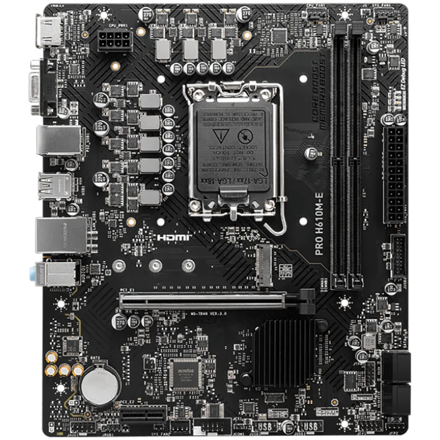 MSI PRO H610M-G LGA 1700 Intel H610 SATA 6Gb/s Micro ATX Motherboard 2x DDR5 PCI-E x16 slot M.2 Intel I219V1Gbps LAN EZ Debug LED