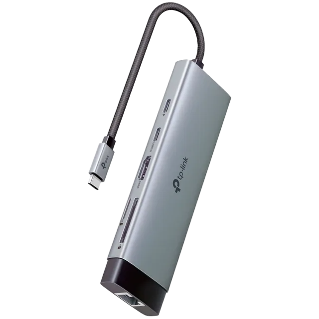 TP-Link UH9120C USB Type-C 9-Port Hub,1 x USB-C Connector,1 x HDMI 4K 60Hz Port,1 x USB-C PD 100W Port,1 x RJ45 1000Mbps Port,1 x SD + 1 x microSD(TF) 104MB/s Port,3 x USB-A 3.0 Ports,1 x USB-C 3.0 Po