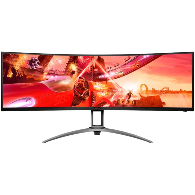 AOC Agon AG493UCX2 49" (48.8" viewable) Curved Gaming monitor, DQHD (5120x1440), 32:9, VA, 1800R, 165Hz, 4ms (GTG), 400 cd/m2, 3000:1, Adaptive Sync, HDR400, USB hub, 1x USB-C (DP Alt mode, PD 65W), 3