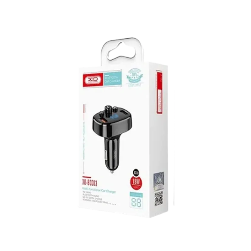 XO FM Transmiter Bluetooth BCC03 I auto punjac 18W 2u1 Crni