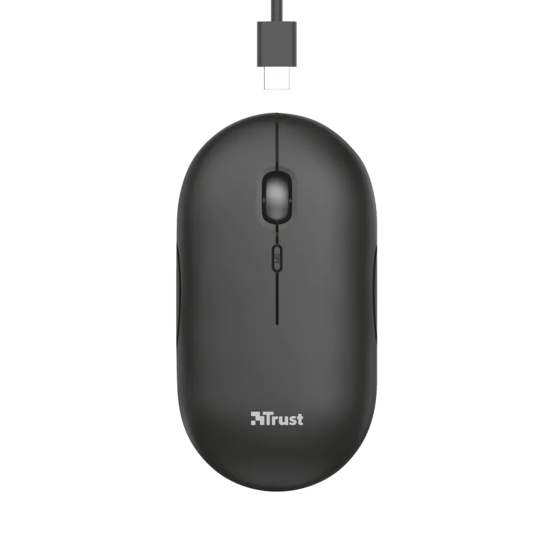 Trust Puck wireless punjivimiš, ultra-thin, silent,800-1600 dpi, obje ruke, 4 tipke, crni