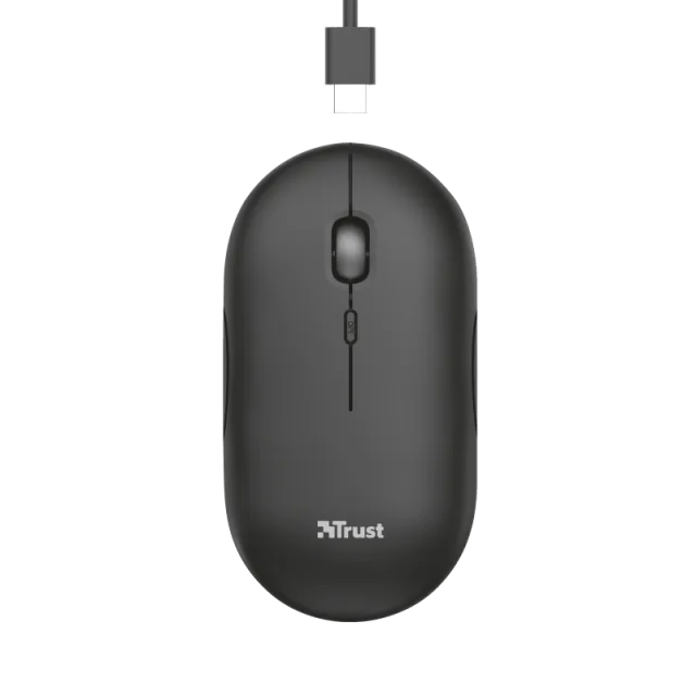 Trust Puck wireless punjivimiš, ultra-thin, silent,800-1600 dpi, obje ruke, 4 tipke, crni
