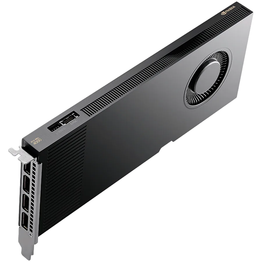 PNY NVIDIA RTX PRO 4000 Blackwell OEM Version, PCI-Express x16 Gen 5.0, 24 GB GDDR7 ECC 192-bit, 672 GB/s, 140W, FMHL Single Slot (11,2cm H x 24,1cm L), 4x DP 2.1b