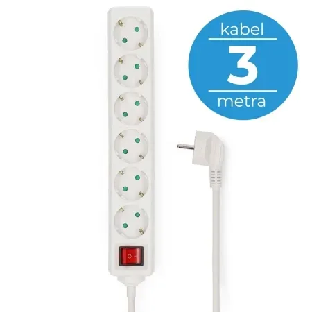 Well produžni kabl sa prekidačem 6 utičnica 3m