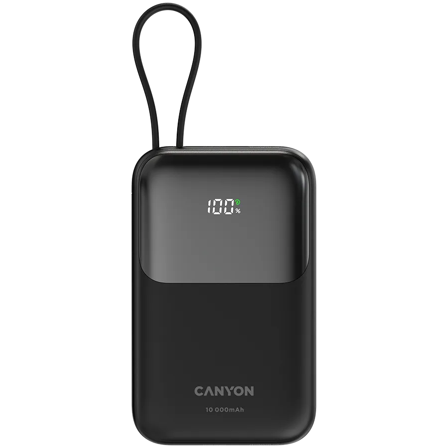 CANYON power bank OnPower 101 built-in cable 10000 mAh PD22.5W Black