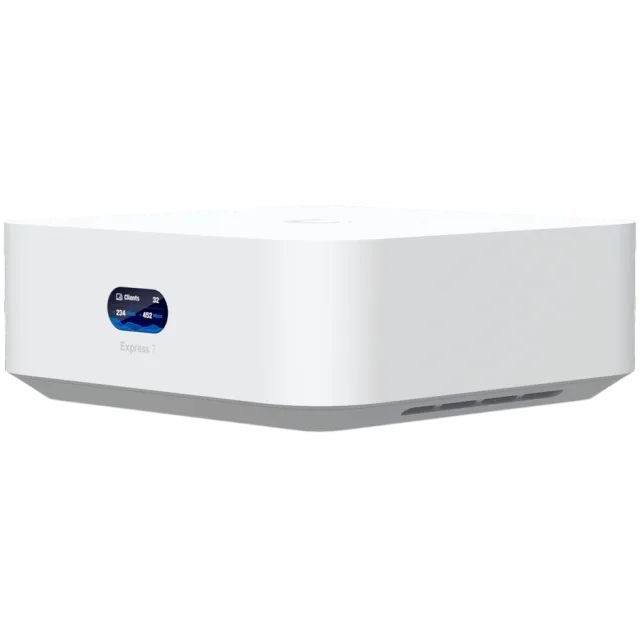 Ubiquiti UniFi Express 7 UX7 Mesh-scalable, super-compact 10G Cloud Gateway with integrated WiFi 7, 10 GbE RJ45 WAN port, 2.5 GbE RJ45 LAN port to extend network, up to 30+ UniFi devices and 300+ clie