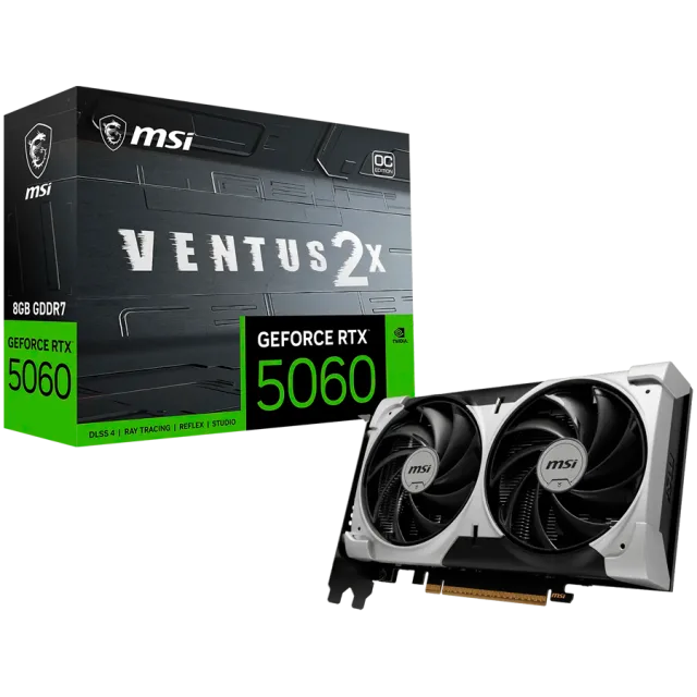 MSI Video Card NVIDIA GeForce RTX 5060 8G VENTUS 2X OC V1 (8GB GDDR7/128bit, 3xDP, 1xHDMI, PCIe Gen 5 x16, Recommended PSU 550W)