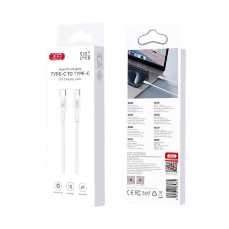 USB kabal XO NBQ298 Type C - Type C 240W White