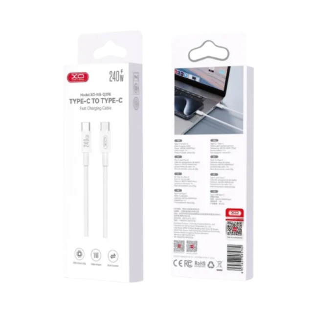 USB kabal XO NBQ298 Type C - Type C 240W White