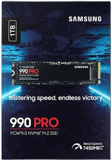 Samsung SSD 990 PRO 1TB NVMePCIe Gen 4.0 x4,7450MB/s read,6900MB/s write