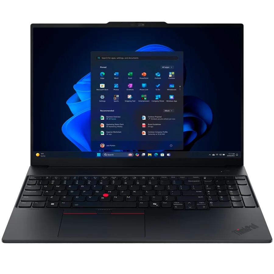 LENOVO ThinkPad E16 Gen 3, 16'' FHD IPS, Intel Core 5 225U, 16GB DDR5, 512GB SSD, 2xUSB-A, 2xUSB-C, HDMI, RJ-45, FHD Cam + Mic, WiFI 6E, BT5.3, FP, BH Kb, 64Wh, No OS, Black, 3Y