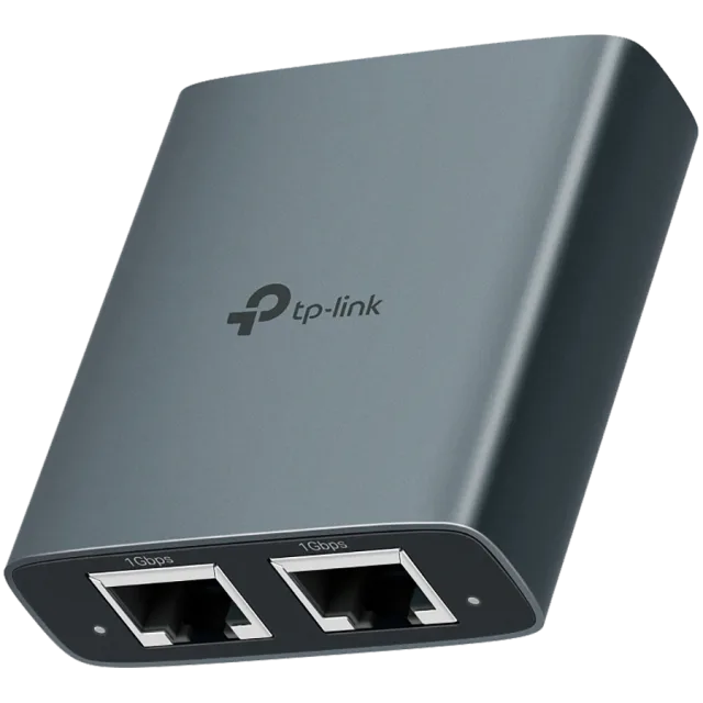 TP-Link EH210 1 to 2 Gigabit Ethernet Splitter, 3 x RJ45 1Gbps Ports, 1 x USB-C Power Supply Port, Aluminum Alloy Case, Plug and Play, Fast Heat Dissipation, Wide compatibility, Compact and Portable