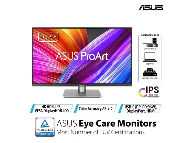 Asus 32" ProArt mon PA329CRV32",4K,IPS,350cd,60Hz,5ms,HDMIx2,DPx2,3xUSB 3.2.1xUSB Type-C 96W,Speak