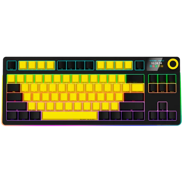LORGAR KBP70TKLW, Wireless TKL Mechanical Gaming Keyboard Pro, Black/yellow, EN layout