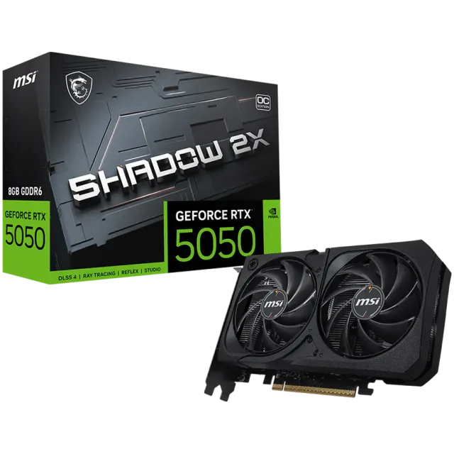 MSI Gaming RTX 5050 8G Shadow 2X OC Graphics Card (8GB GDDR6,128-bit, Extreme Performance: 2617 MHz, DisplayPort x3 2.1a, HDMI 2.1b, NVIDIA Blackwell Architecture) - BULK