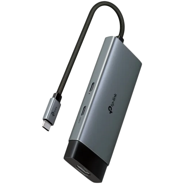TP-Link UH5020C USB Type-C 5-Port Hub, 1x USB-C Connector, 1x HDMI 4K 60Hz Port, 1x USB-C PD 100W Port, 2x USB-A 3.0 Ports, 1x USB-C 3.0 Port, Plug and Play, Self-storage for Connector, Fast Heat Diss