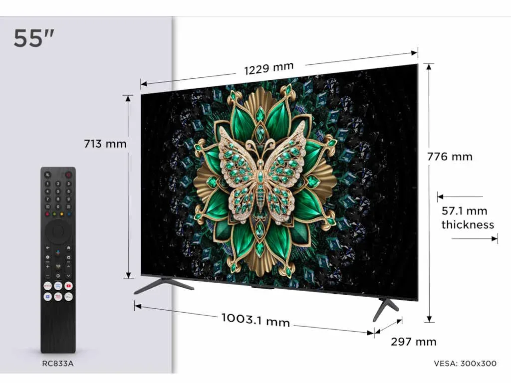 TCL 55"C6K 4K QD-Mini LED TV144Hz Google TV; Game Master;Dolby Atmos; Onkyo 2.1; HDR Premium;