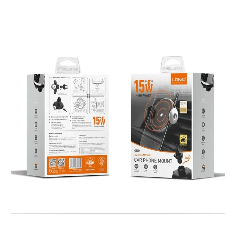 Auto drzac LDNIO MA02 i Wireless charger 15W