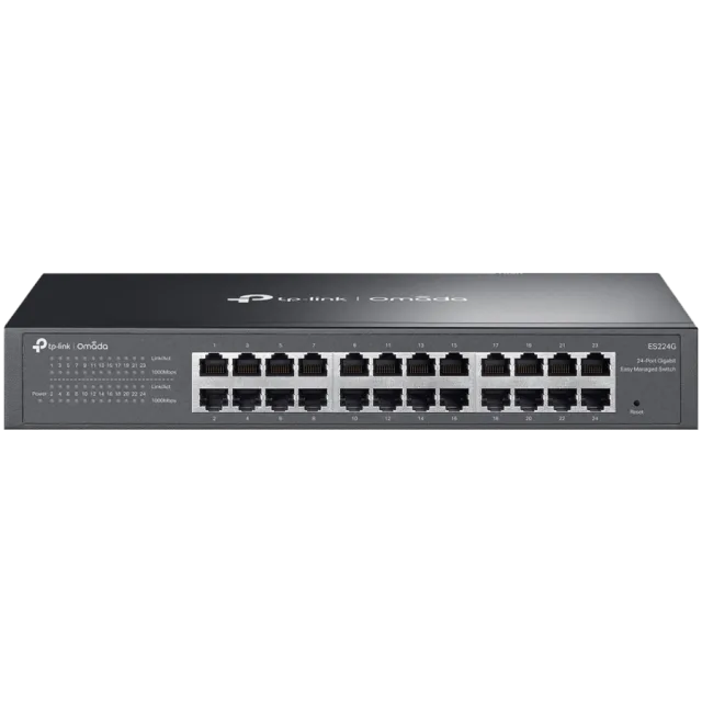 TP-Link ES224G Omada 24-Port Gigabit Easy Managed Switch,24x Gigabit RJ45 Ports, 1U 13-inch Rack-mountable Steel Case,Centralized Management by Omada SDN Controller,Flow Control,Loopback Detection,Por