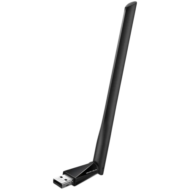Mercusys MA30H AC1300 High Gain Wi-Fi USB Adapter, 400 Mbps at 2.4 GHz + 867 Mbps at 5 GHz, 1× High Gain External Antenna, USB 2.0, MU-MIMO, WPA3, Plug and Play, Adjustable Multi-Directional Antenna