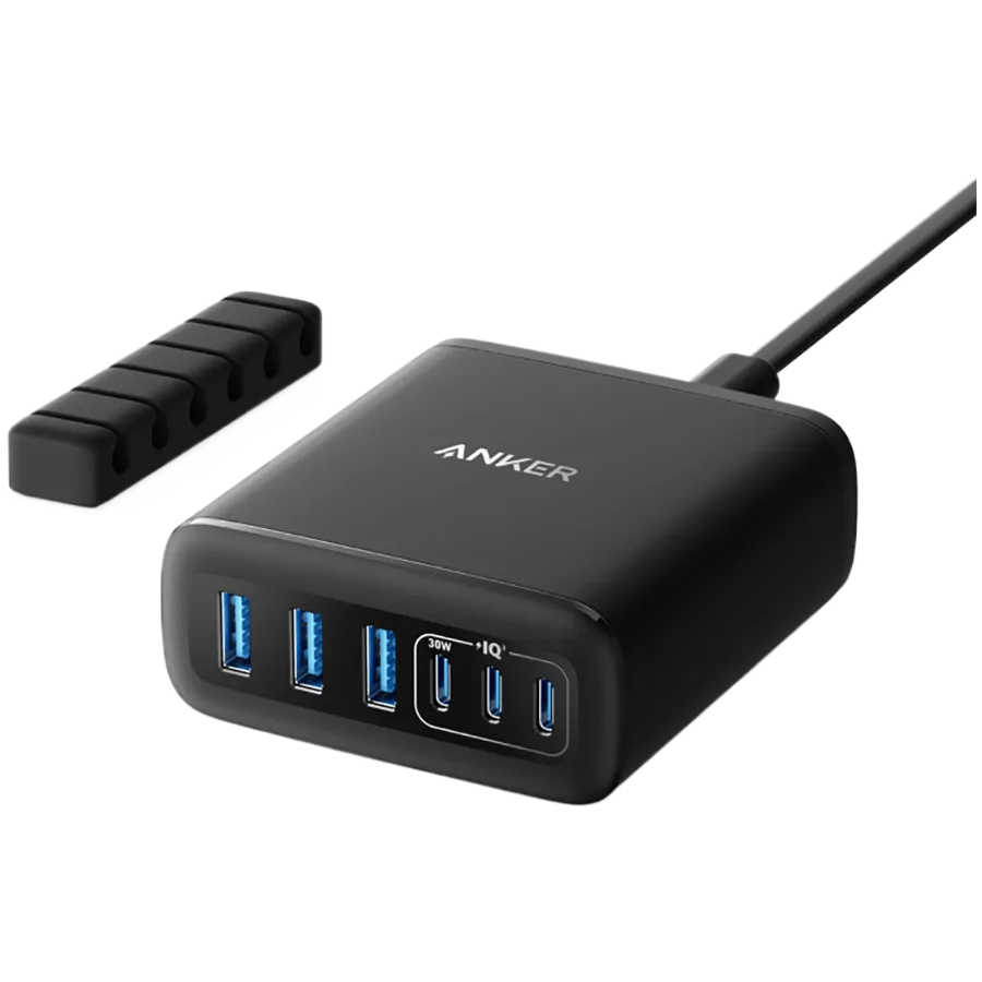 Anker Charger (112W, 6 Ports, GaN) Black