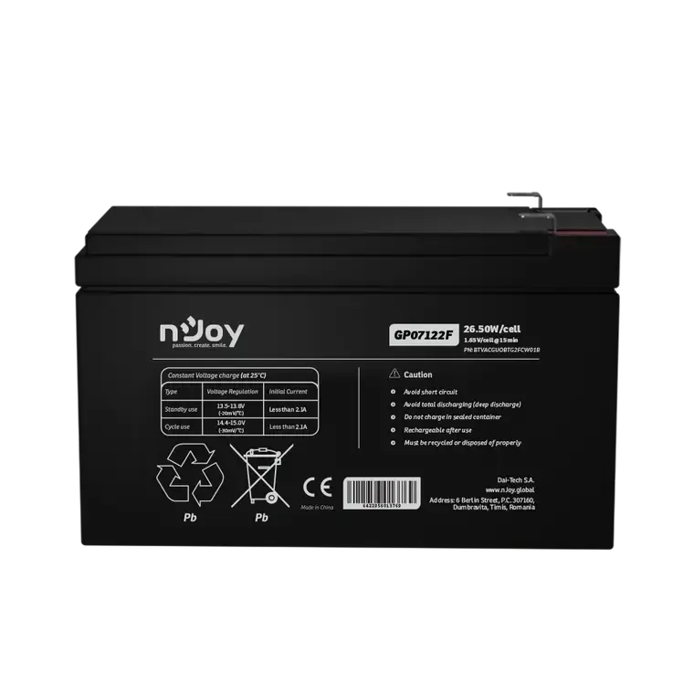 NJOY baterija 12V 7Ah GP07122F F2/T2