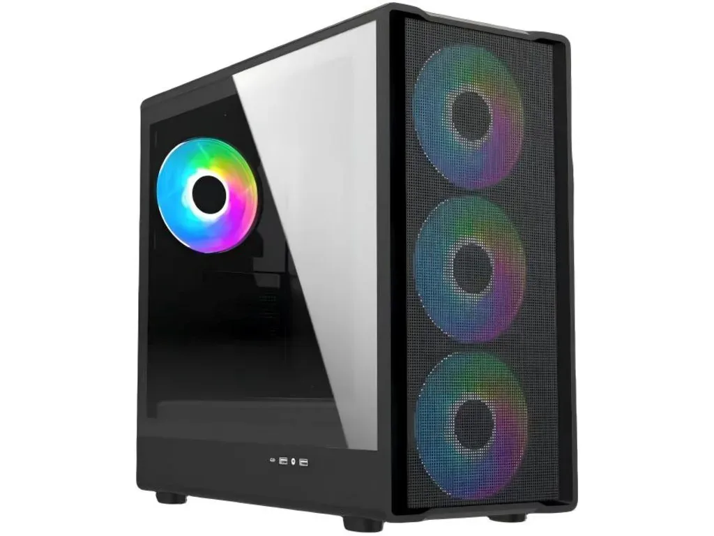 RYZE CHALLENGER CH500 Mesh 4F 4xARGB Fan ATX, Black