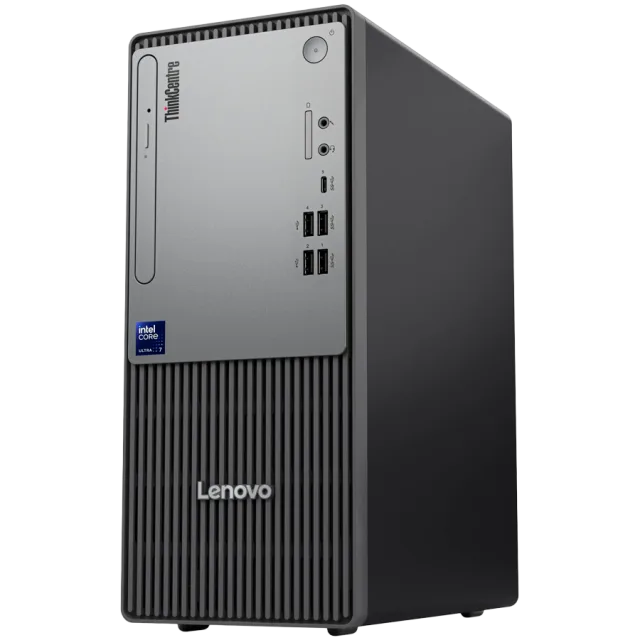 ThinkCentre neo 50t Gen 6, Intel Core Ultra 7 265, 1x 16GB DDR5-5600, 1TB SSD M.2, GeForce RTX 3050 6GB GDDR6, Wi-Fi 6 + BT 5.2, Front: 3x USB 3.2, 2x USB 2.0, CR, Back: 2x USB 3.2, 2x USB 2.0, HDMI,