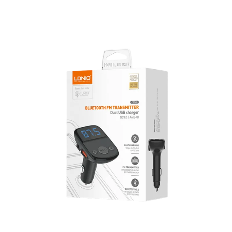 FM Bluetooth transmiter LDNIO C706Q 3.6A 25W + Type C